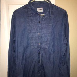 Blue ACNE button up